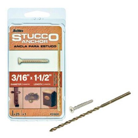 Itw Stucco Anchor, Flat Head Screw, Steel 25 PK IT573669